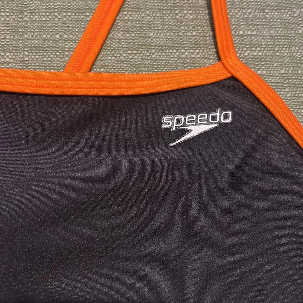 Speedo Rapid Spliced Energy Back Woman's Onepiece Swimsuit Black/Orange sz 6/32